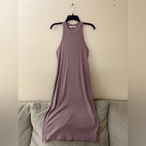 Abercrombie & Fitch Mauve Ribbed Racerback Midi Dress